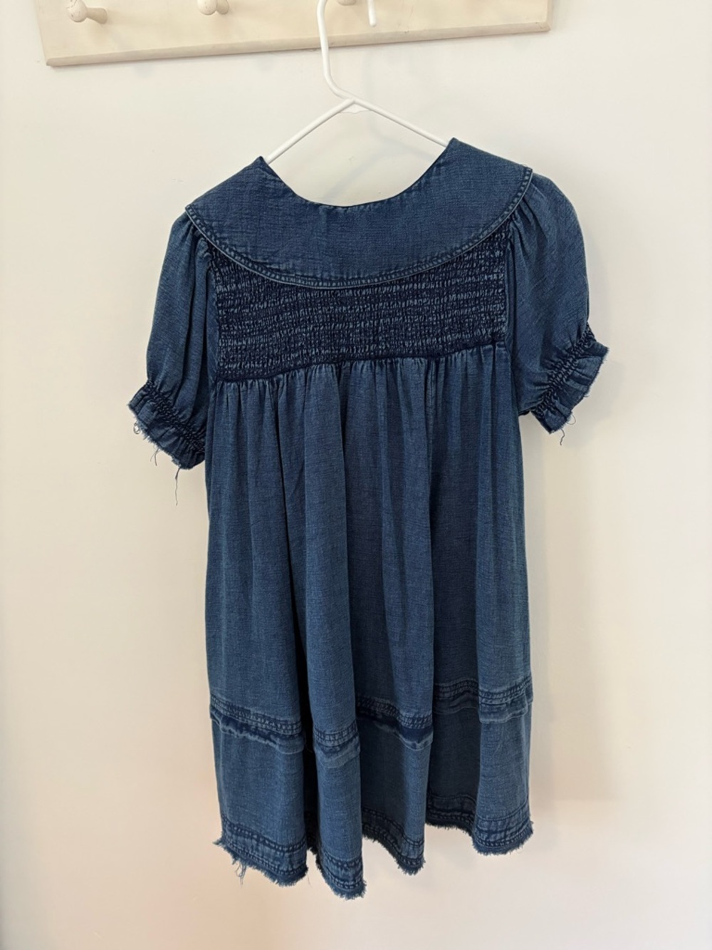 Pilcro Denim Mini Dress in Blue with Peter Pan Collar - Picture 3 of 3